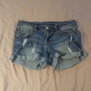 Medium wash denim shorts
